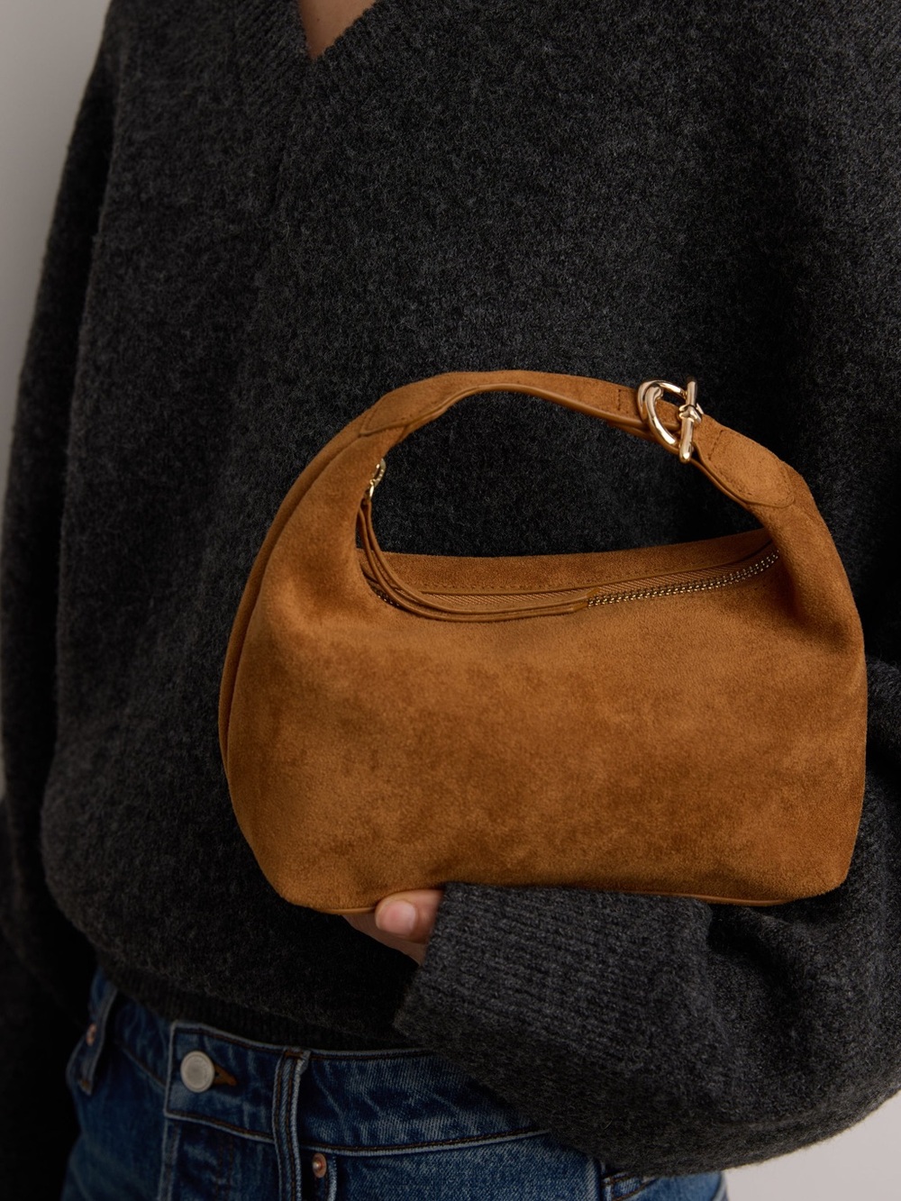 NWT Oak + Fort Vegan Suede WILLOW MINI BAG in camel